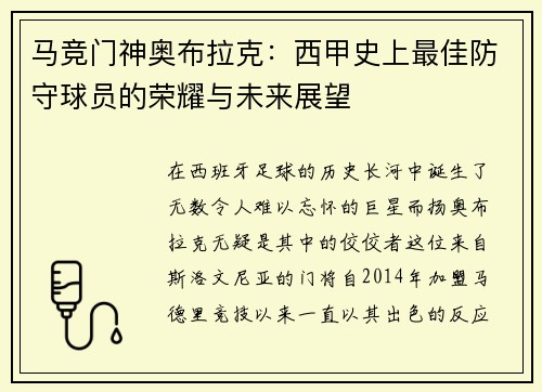 马竞门神奥布拉克：西甲史上最佳防守球员的荣耀与未来展望